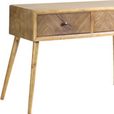 47" Brown End Table With Two Drawers - Chicken Pieces 47" Brown End Table With Two Drawers - Chicken Pieces