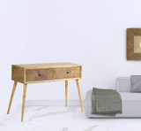 47" Brown End Table With Two Drawers - Chicken Pieces 47" Brown End Table With Two Drawers - Chicken Pieces