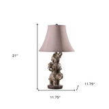 21" Brown Elephant Trio Table Lamp With Brown Bell Shade - Chicken Pieces