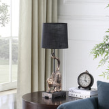 24" Dark Antiqued Gold Monkey Table Lamp With Black Drum Shade - Chicken Pieces 24" Dark Antiqued Gold Monkey Table Lamp With Black Drum Shade - Chicken Pieces