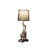 24" Dark Antiqued Gold Monkey Table Lamp With Black Drum Shade - Chicken Pieces 24" Dark Antiqued Gold Monkey Table Lamp With Black Drum Shade - Chicken Pieces