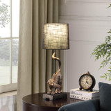24" Dark Antiqued Gold Monkey Table Lamp With Black Drum Shade - Chicken Pieces 24" Dark Antiqued Gold Monkey Table Lamp With Black Drum Shade - Chicken Pieces