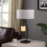 29" Black Metal Two Light Arched Table Lamp With White Drum Shade - Chicken Pieces
