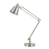 27" Nickel Metal Desk Table Lamp With Nickel Cone Shade - Chicken Pieces
