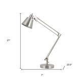 27" Nickel Metal Desk Table Lamp With Nickel Cone Shade - Chicken Pieces