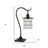 25" Bronze Metal Lantern Style Desk Lamp With Edison Bulb - Chicken Pieces 25" Bronze Metal Lantern Style Desk Lamp With Edison Bulb - Chicken Pieces
