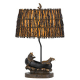 27" Bronze Bears in the Boat Table Lamp With Brown Novelty Shade - Chicken Pieces