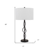 30" Bronze Metal Table Lamp With Off White Drum Shade - Chicken Pieces
