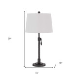 30" Silver Metal Adjustable Table Lamp With Off White Empire Shade - Chicken Pieces