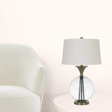 31" Clear Metal Table Lamp With White Empire Shade - CP-HMEROOTS-524715 - Chicken Pieces