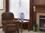28" Blue Swirl Glass Table Lamp With White Empire Shade - Chicken Pieces