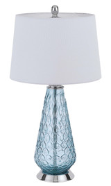 27" Aqua Glass Table Lamp With White Empire Shade - Chicken Pieces