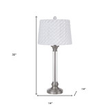 32" Nickel Metal Table Lamp With White Empire Shade - Chicken Pieces