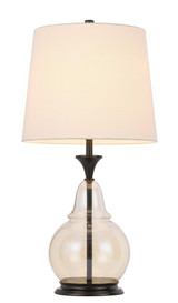 28" Clear Metal Table Lamp With White Empire Shade - Chicken Pieces