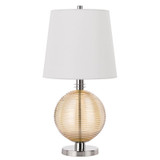 27" Gunmetal Metal Table Lamp With Silver Metallic Globe Shade - Chicken Pieces