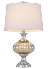 27" Silver Metallic Metal Table Lamp With White Empire Shade - Chicken Pieces