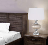 27" Silver Metallic Metal Table Lamp With White Empire Shade - Chicken Pieces