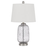 24" Nickel Metal Table Lamp With White Empire Shade - Chicken Pieces