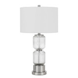 28" Nickel Metal Table Lamp With White Drum Shade - Chicken Pieces