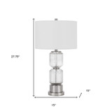 28" Nickel Metal Table Lamp With White Drum Shade - Chicken Pieces