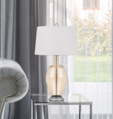 29" Orange Metal Table Lamp With White Drum Shade - Chicken Pieces