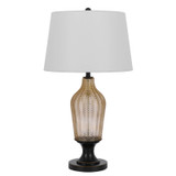 31" Bronze Glass Table Lamp With White Empire Shade - Chicken Pieces