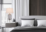 33" Nickel Glass Table Lamp With White Empire Shade - Chicken Pieces