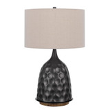 29" Gray Metal Table Lamp With Brown Drum Shade - Chicken Pieces