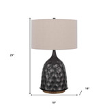 29" Gray Metal Table Lamp With Brown Drum Shade - Chicken Pieces