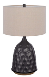 29" Gray Metal Table Lamp With Brown Drum Shade - Chicken Pieces