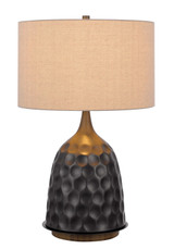 29" Gray Metal Table Lamp With Brown Drum Shade - Chicken Pieces