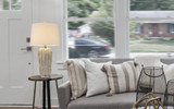 28" Pearl Glass Table Lamp With White Empire Shade - Chicken Pieces