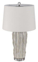 28" Pearl Glass Table Lamp With White Empire Shade - Chicken Pieces
