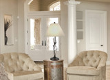 32" Rust Metal Table Lamp With Gray Empire Shade - Chicken Pieces