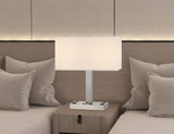 21" Nickel Metal Two Light Desk Usb Table Lamp With White Rectangular Shade - Chicken Pieces