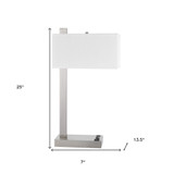 25" Nickel Metal Desk Usb Table Lamp With White Rectangular Shade - Chicken Pieces