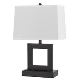 22" Bronze Metal Desk Usb Table Lamp With White Rectangular Shade - Chicken Pieces