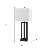 30" Bronze Metal Usb Table Lamp With White Rectangular Shade - Chicken Pieces