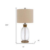 26" Clear Table Lamp With Brown Drum Shade - Chicken Pieces