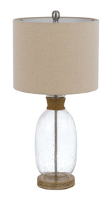 26" Clear Table Lamp With Brown Drum Shade - Chicken Pieces
