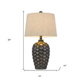25" Silver Metallic Table Lamp With Gray Empire Shade - Chicken Pieces