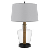 30" Clear Metal Table Lamp With Gray Empire Shade-chicken pieces