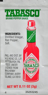 TABASCO® Original Hot Sauce Aged Pepper Portion Packets - 3g, 200/Case - Chicken Pieces TABASCO® Original Hot Sauce Aged Pepper Portion Packets - 3g, 200/Case - Chicken Pieces