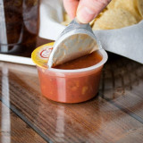 Muy Fresco 3.8 oz. Medium Salsa Cup - 30/Case - Authentic Blend of Tomatoes - Chicken Pieces