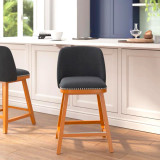Flash Furniture Set of 2 Bar Stool Upholstered Faux Linen Back & Seat CH-192162X000-24-CHAR-GG 34 3/4", Charcoal - Chicken Pieces