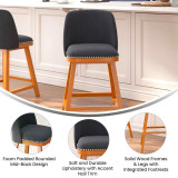 Flash Furniture Set of 2 Bar Stool Upholstered Faux Linen Back & Seat CH-192162X000-24-CHAR-GG 34 3/4", Charcoal - Chicken Pieces