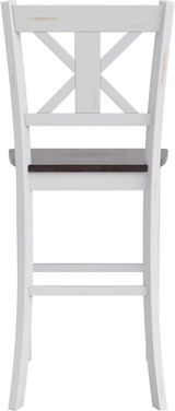 Flash Furniture Antique White Bar Stool w/ Cross Back & Solid Wood Seat ES-STBN1-29-WH-GG  - Chicken Pieces