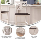 Flash Furniture Antique White Bar Stool w/ Cross Back & Solid Wood Seat ES-STBN1-29-WH-GG  - Chicken Pieces