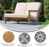 Flash Furniture Adirondack Patio Loveseat - Cream Cushions w/ Natural Cedar Resin Frame JJ-C14022-BR-GG - Chicken Pieces