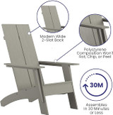Flash Furniture 39 1/2"H, 30 1/2"W Resin, Gray JJ-C14509-GY-GG Sawyer Adirondack Chair - Chicken Pieces